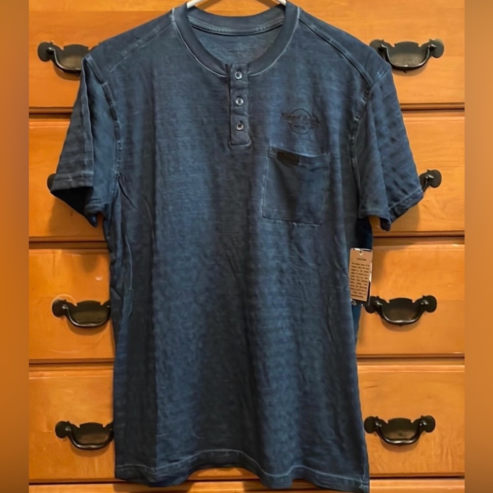 Men's Hard Rock Blue Henley Shirt